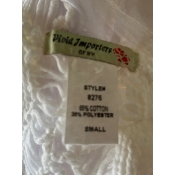 Vivid Importers of NY Women’s White Sleeveless Boho Crochet Swimsuit Coverup - Picture 3 of 7